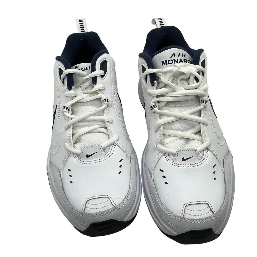 Nike Sneakers Air Monarch IV Mens Athletic Shoes Size 9 White Navy Silver NEW